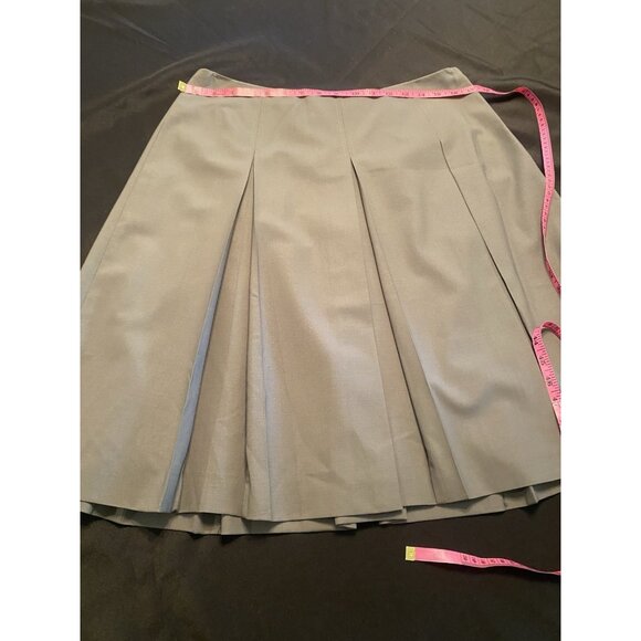 TALBOTS Women 95% Wool Career Box Pleated Skirt Lined Green Petites SZ 12 Preppy - Picture 6 of 7